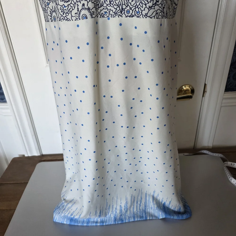 Handmade blue and white dress.  Lg to XL vintage(?), sleeveless, A-line - Picture 4 of 12